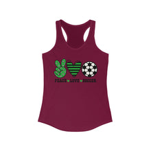 Load image into Gallery viewer, Peace Love Soccer - Women's Ideal Racerback Tank