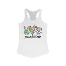 Load image into Gallery viewer, Peace Love Hair (w/Gold Heart) - Women's Ideal Racerback Tank
