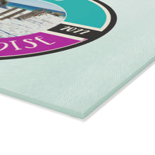 Load image into Gallery viewer, Yolo at Pink Paradise Glass Cutting Board