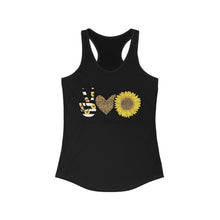 Load image into Gallery viewer, Peace Love Summer (w/Sunflower) - Women's Ideal Racerback Tank