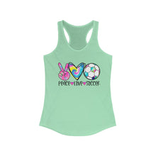 Load image into Gallery viewer, Peace Love Soccer - Women's Ideal Racerback Tank