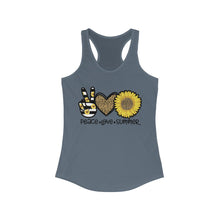 Load image into Gallery viewer, Peace Love Summer (w/Sunflower) - Women's Ideal Racerback Tank