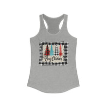 Load image into Gallery viewer, Merry Christmas w/trees with black border - Women's Ideal Racerback Tank
