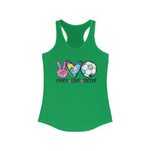 Load image into Gallery viewer, Peace Love Soccer - Women's Ideal Racerback Tank