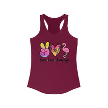 Load image into Gallery viewer, Peace Love Flamingo - Women's Ideal Racerback Tank