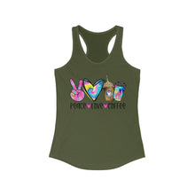 Load image into Gallery viewer, Peace Love Coffee - Women's Ideal Racerback Tank