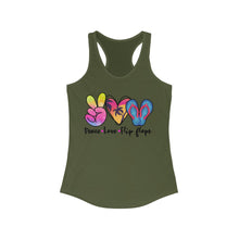 Load image into Gallery viewer, Peace Love Flip Flops - Women's Ideal Racerback Tank