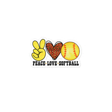 Load image into Gallery viewer, Peace Love Softball - Bubble-free stickers