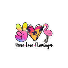Load image into Gallery viewer, Peace Love Flamingos - Bubble-free stickers