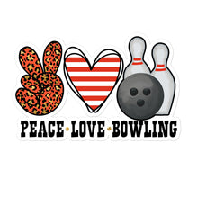 Load image into Gallery viewer, Peace Love Bowling - Bubble-free stickers