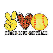 Load image into Gallery viewer, Peace Love Softball - Bubble-free stickers