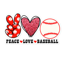 Load image into Gallery viewer, Peace Love Baseball 2 - Bubble-free stickers