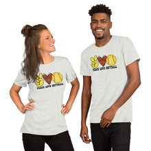 Load image into Gallery viewer, Peace Love Softball - Short-Sleeve Unisex T-Shirt