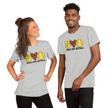 Load image into Gallery viewer, Peace Love Softball - Short-Sleeve Unisex T-Shirt