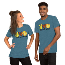 Load image into Gallery viewer, Peace Love Softball - Short-Sleeve Unisex T-Shirt