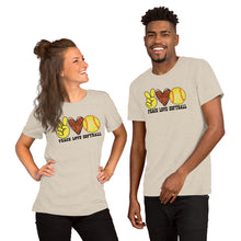 Load image into Gallery viewer, Peace Love Softball - Short-Sleeve Unisex T-Shirt