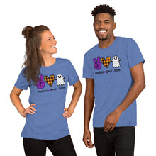 Load image into Gallery viewer, Peace Love Boo - Short-Sleeve Unisex T-Shirt