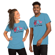 Load image into Gallery viewer, Peace Love Flamingos - Short-Sleeve Unisex T-Shirt
