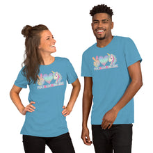 Load image into Gallery viewer, Peace Love Unicorns - Short-Sleeve Unisex T-Shirt