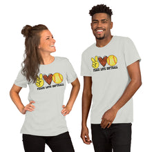 Load image into Gallery viewer, Peace Love Softball - Short-Sleeve Unisex T-Shirt