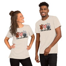Load image into Gallery viewer, Peace Love Bowling - Short-Sleeve Unisex T-Shirt