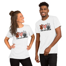 Load image into Gallery viewer, Peace Love Bowling - Short-Sleeve Unisex T-Shirt