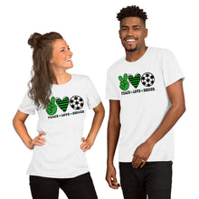 Load image into Gallery viewer, Peace Love Soccer - Short-Sleeve Unisex T-Shirt