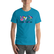 Load image into Gallery viewer, Peace Love Hair Tie Dye Colorful - Short-Sleeve Unisex T-Shirt