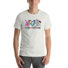 Load image into Gallery viewer, Peace Love Hair Tie Dye Colorful - Short-Sleeve Unisex T-Shirt