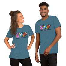 Load image into Gallery viewer, Peace Love Football Tie Dye Colorful - Short-Sleeve Unisex T-Shirt