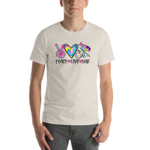 Load image into Gallery viewer, Peace Love Hair Tie Dye Colorful - Short-Sleeve Unisex T-Shirt