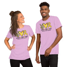 Load image into Gallery viewer, Peace Love Cure Childhood Tie Dye - Short-Sleeve Unisex T-Shirt