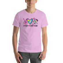 Load image into Gallery viewer, Peace Love Hair Tie Dye Colorful - Short-Sleeve Unisex T-Shirt