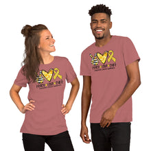 Load image into Gallery viewer, Peace Love Cure Childhood Tie Dye - Short-Sleeve Unisex T-Shirt