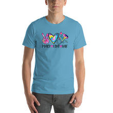 Load image into Gallery viewer, Peace Love Hair Tie Dye Colorful - Short-Sleeve Unisex T-Shirt
