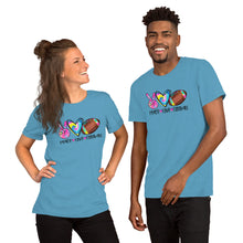 Load image into Gallery viewer, Peace Love Football Tie Dye Colorful - Short-Sleeve Unisex T-Shirt