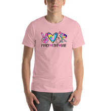 Load image into Gallery viewer, Peace Love Hair Tie Dye Colorful - Short-Sleeve Unisex T-Shirt