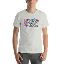Load image into Gallery viewer, Peace Love Hair Tie Dye Colorful - Short-Sleeve Unisex T-Shirt
