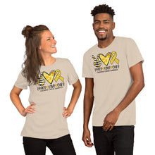 Load image into Gallery viewer, Peace Love Cure Childhood Tie Dye - Short-Sleeve Unisex T-Shirt