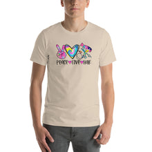 Load image into Gallery viewer, Peace Love Hair Tie Dye Colorful - Short-Sleeve Unisex T-Shirt
