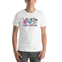 Load image into Gallery viewer, Peace Love Hair Tie Dye Colorful - Short-Sleeve Unisex T-Shirt