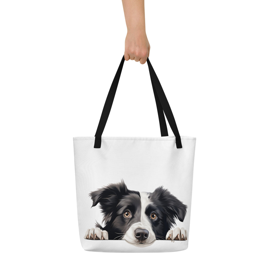 Border Collie - All-Over Print Large Tote Bag