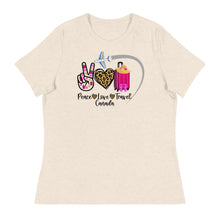 Load image into Gallery viewer, Peace Love Travel - Canada - Women&#39;s Relaxed T-Shirt
