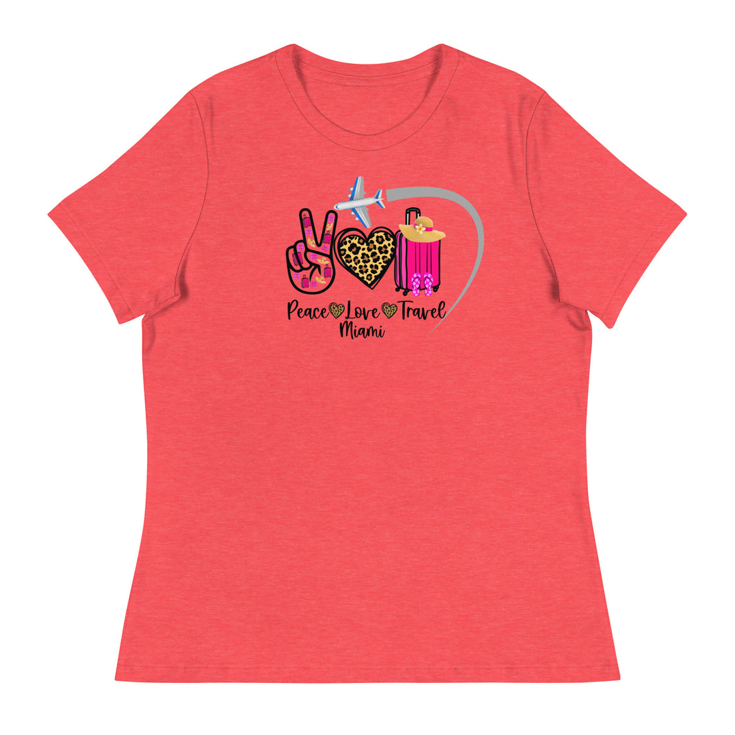 Peace Love Travel - Miami - Women's Relaxed T-Shirt