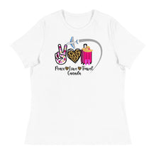 Load image into Gallery viewer, Peace Love Travel - Canada - Women&#39;s Relaxed T-Shirt
