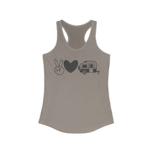 Load image into Gallery viewer, Peace Love Camping - Women&#39;s Ideal Racerback Tank
