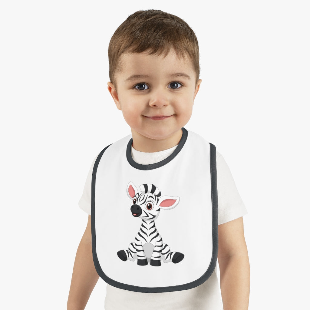 Baby Contrast Trim Jersey Bib Zebra