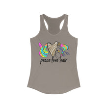 Load image into Gallery viewer, Peace Love Hair (w/Gold Heart) - Women&#39;s Ideal Racerback Tank
