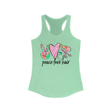 Load image into Gallery viewer, Peace Love Hair (w/Pink Heart) - Women&#39;s Ideal Racerback Tank
