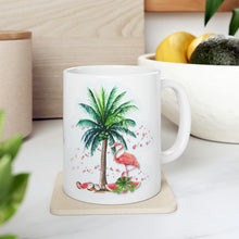 Load image into Gallery viewer, Flamingo and Palm Tree Ceramic Mug 11oz
